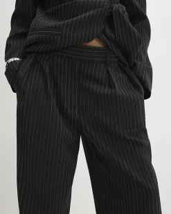 Black Stripe Wide Leg Trousers