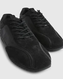 Black Suede Slim Trainers