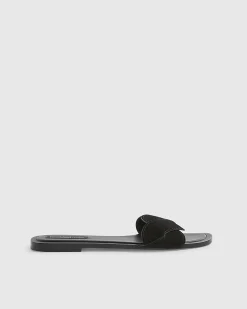Black Suede Twist Strap Sandals