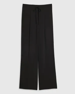 Black Tailored Drawstring Wide Leg Trousers