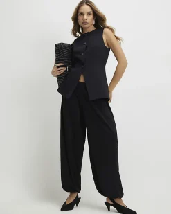Black Tailored Longline Waistcoat