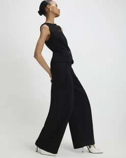 Black Tailored Wide Leg Trousers