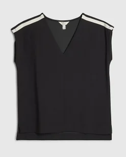 Black Tape Detail V Neck Tank Top