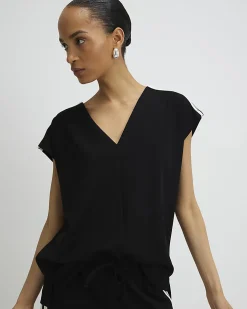 Black Tape Detail V Neck Tank Top