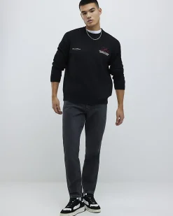 Black Tapered Fit Stretch Jeans