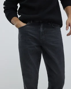 Black Tapered Fit Stretch Jeans