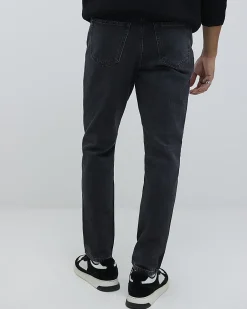Black Tapered Fit Stretch Jeans