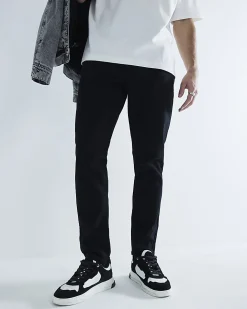 Black Tapered fit Stretch Jeans