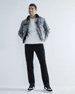 Black Tapered fit Stretch Jeans