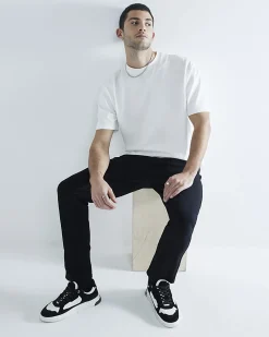 Black Tapered fit Stretch Jeans