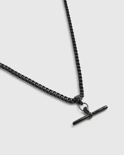 Black T-Bar Chain Necklace