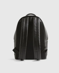 Black Textured Faux Leather Backpack