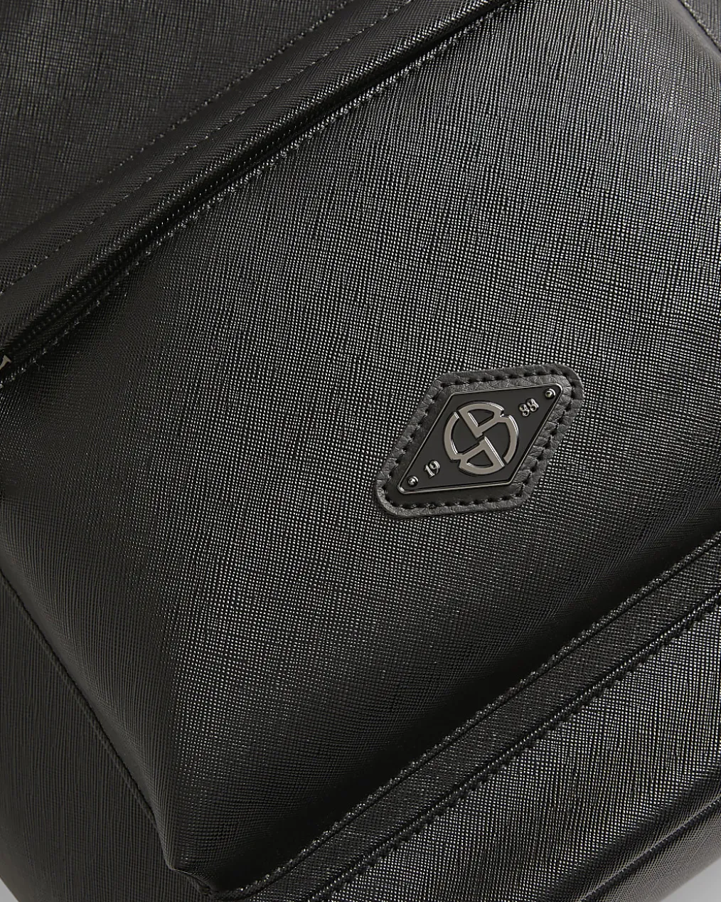 Black Textured Faux Leather Backpack