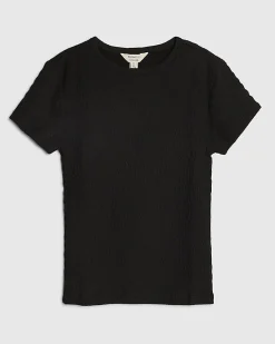 Black Textured Fitted T-Shirt