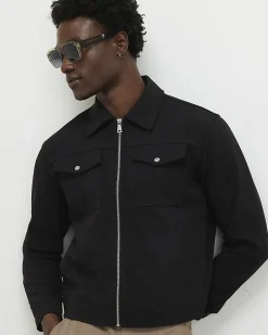 Black Textured Western Jacket