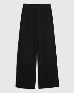 Black Textured Wide Leg Trousers