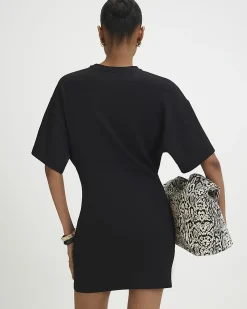 Black Tuck Side Mini Dress