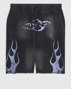 Black Washed Flame Shorts