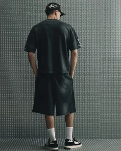 Black Washed Flame Shorts