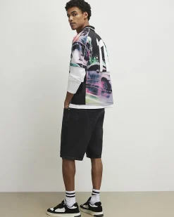 Black Washed Regular Fit Denim Shorts