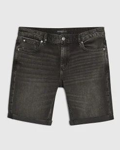 Black Washed Slim Fit Stretch Denim Shorts
