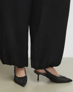 Black Wide Fit Mesh Slingback Court Heels