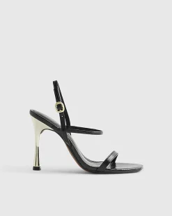 Black Wide Fit Open Back Heeled Sandals