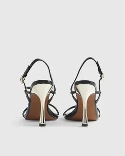 Black Wide Fit Open Back Heeled Sandals