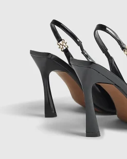 Black Wide Fit Slingback Court Heels