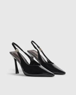 Black Wide Fit Slingback Court Heels