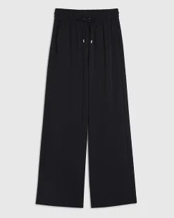 Black Wide Leg Drawstring Tailored Joggers