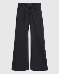 Black Wide Leg Pyjama Style Drawstring Jeans