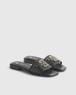 Black Woven Mule Sandals