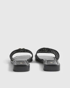 Black Woven Mule Sandals