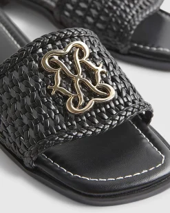Black Woven Mule Sandals