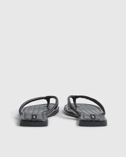 Black Woven Toe Thong Flat Sandals