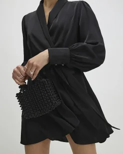 Black Wrap Front Mini Dress
