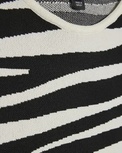 Black Zebra Knit Fitted Top