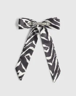 Black Zebra Print Bow Hair Clip