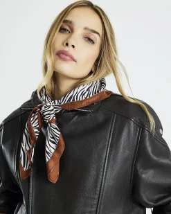 Black Zebra Print Neck Scarf