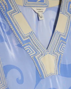 Blue Abstract Palm Print Beach Tunic