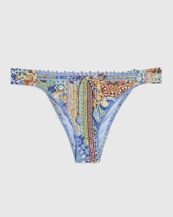 Blue Abstract Print Crochet Bikini Bottoms