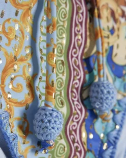 Blue Abstract Print Crochet Bikini Bottoms