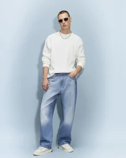 Blue Baggy Fit Washed Jeans
