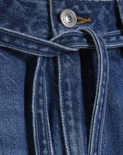 Blue Baggy Wide Leg Tie Waist Jeans