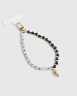 Blue Beaded Charm Phone Chain