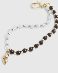 Blue Beaded Charm Phone Chain
