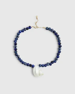 Blue Beaded Shell Necklace