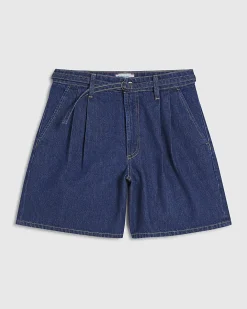 Blue Belted Tailored Denim Shorts