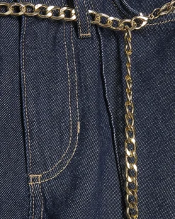 Blue Belted Wide Leg Jeans